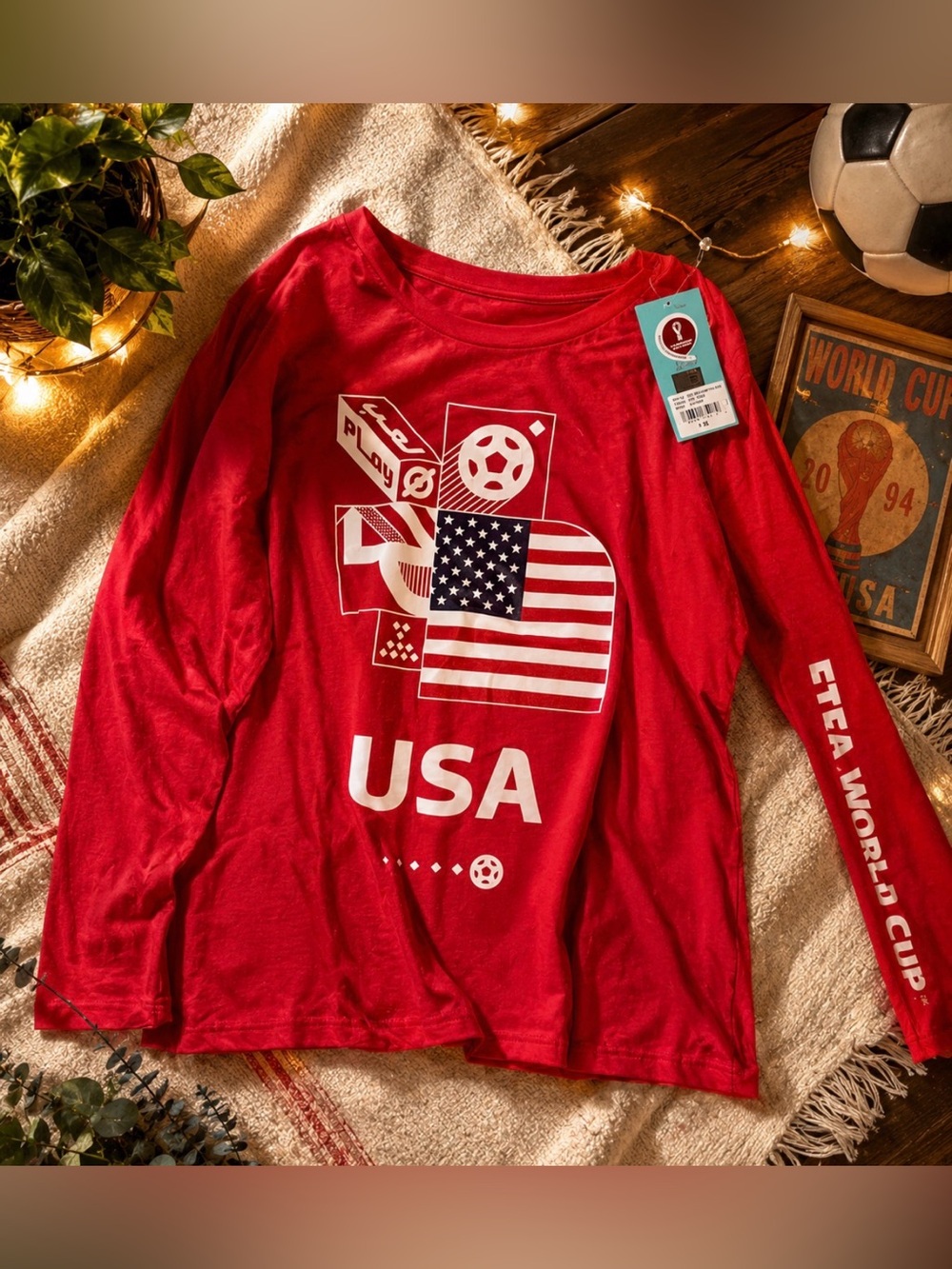 Red USA Long Sleeve Tee